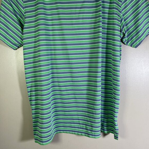 Peter Millar Golf Shirt Mens 2XL  Summer Comfort Seaside Wash Stripe Polo Green - Picture 8 of 12